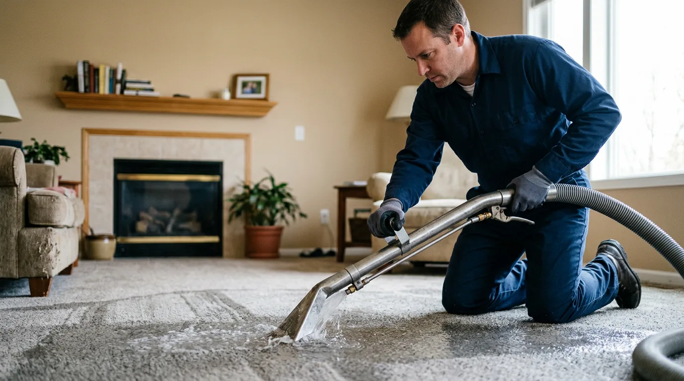 Water damage restoration technician working near Duck, WV